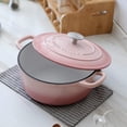 thumbnail image 3 of Horno holandés con tapa de hierro fundido esmaltado EDGING CASTING, olla redonda para hornear pan, 7 cuartos, color rosa, 3 of 5
