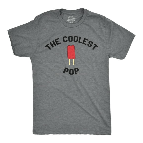 Mens Coolest Pop Funny Best Dad Ever Cool Fathers Day Novelty Graphic T shirt (Dark Heather Grey) - S