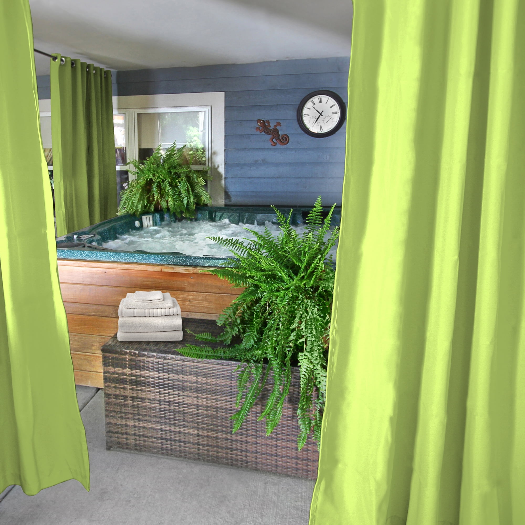 Jordan Manufacturing 54" x 96" Kiwi Green Solid Grommet Semi-sheer Outdoor Curtain Panel