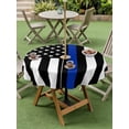 thumbnail image 5 of Outdoor Tablecloth with Umbrella Hole Zipper Blue American Flag Round Tablecloth 54" Waterproof Outside Table Cloth Black White Striped US Flag Stars Patio Table Cover Tablecloths for Picnic Party, 5 of 8