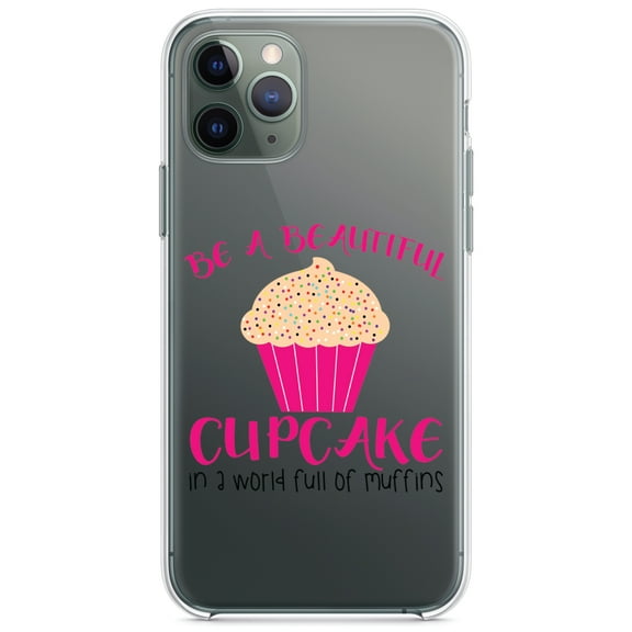 DistinctInk Clear Shockproof Hybrid Case for iPhone 13 PRO (6.1" Screen) - TPU Bumper Acrylic Back Tempered Glass Screen Protector - Be a Beautiful Cupcake in a World of Muffins
