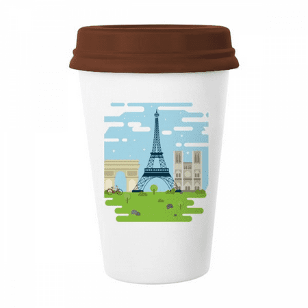 

Eiffel Tower France Landmark Illustration Mug Coffee Drinking Glass Pottery Cerac Cup Lid