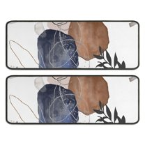 Kitchen Rugs Sets Of 2,Blue Boho Abstract and Plant Pattern Anti Fatigue Kitchen Mat Rugs Non Slip Washable,Decorative Kitchen Floor Mats for Kitchen,Sink,Laundry,17"x47" 17"x47"