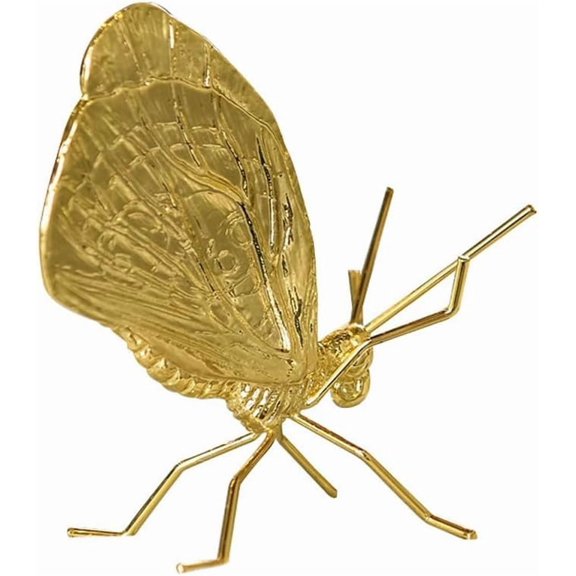 Golden Butterfly Metal Ornament, Solid Metal 3D Insect Desk Figurine Mini Desktop Ornament for Home, Office, Garden