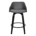 thumbnail image 1 of Armen Living Alec Modern Faux Leather Swivel Barstool in Black and Gray, 1 of 7