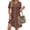 Brown Floral, variant on Summer Dresses for Women Short Sleeve Pleated V Neck Dress A Line Casual Tunic Dresses with Pockets