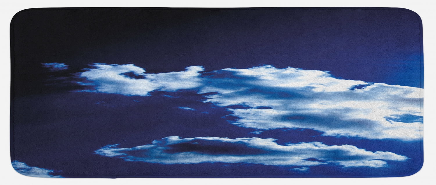 Dark Blue Kitchen Mat, Sky and Dramatic Clouds Natural Phenomena Sunset