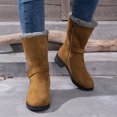 thumbnail image 2 of JHOKCI Womens Plush Lined Winter Boots Low Heel Wide Calf Side Zipper Cozy Warm Mid Calf Snow Boots, 2 of 7