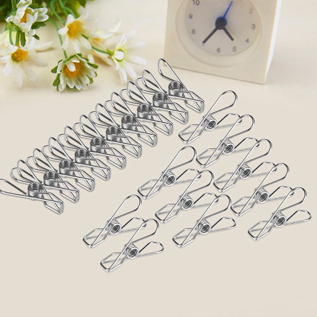 Ftory Stainless Steel Clothes Pegs-20pcs Stainless Steel Clothes Pegs Household Socks Underwear Drying Rack Clip Holder