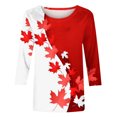 thumbnail image 4 of Wanfds Hauts de Mode Rouges pour Femmes 2024 Col Rond Manches Trois-Quarts m, 4 of 4