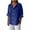 Blue, variant on Linen Shirts for Women Crewneck 3/4 Sleeve Tops Button down Lace Block Blouses Solid Basic Summer Tees