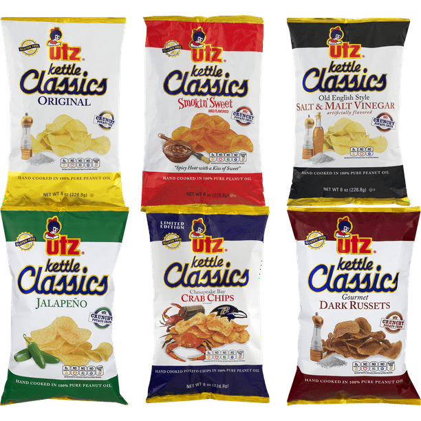 Utz Kettle Classics Potato Chips Variety 6 Pack 8 oz. Bags Walmart