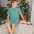 thumbnail image 4 of Balery Teal Green Glitter Conjunto de Pijama Infantil de Manga Corta con Estampado – Ropa de Dormir de Algodón Suave-4X-Large, 4 of 6