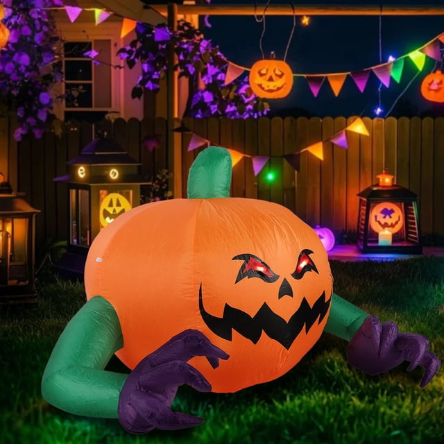 Fantasma De Calabaza Lindo Inflable Decoración Al Aire Libre, Fantasma De Calabaza Lindo Inflable Ligero IP44 A Prueba De Agua Con Brazo Púrpura Para Fiesta