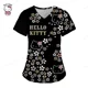 thumbnail image 5 of Uniforme de enfermera Kawaii para mujer, Tops con estampado de Hello Kitty, monos de manga corta con bolsillo, blusa médica de enfermería, 5 of 6