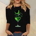 thumbnail image 1 of Meichang Chemises pour Femmes Joyeuse Fête de la Saint-Patrick Hauts T-Shirts Graphiques Porte-Bonheur Manches 3/4 Chandails Décontractés à Col Rond Hauts Irlandais Porte-Bonheur, 1 of 4