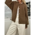 thumbnail image 4 of Women's Solid Color Cardigan Fuzzy Long Sleeve Button Down Sweater, 4 of 7