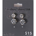 thumbnail image 2 of White CZ Round Set of 6mm and 8mm 18kt Gold over Sterling Silver Stud Earrings, 2 of 4