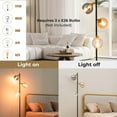 thumbnail image 5 of Costway Mid Century Floor Lamp Freestanding with 3 Glass Globe Lampshades & Foot Switch, 5 of 8