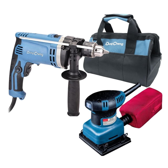 Rotomartillo Industrial DongCheng 710W 1/2' + Lijadora Orbital 1/4 DC Azul Estandar