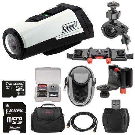 Coleman Aktivsport CX9WP GPS HD Video Action Camera Camcorder (White) with 32GB Card + Cases + Kit