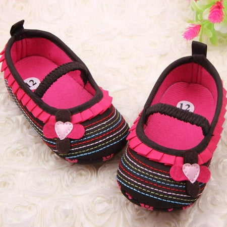 

0-12M Baby Girls Flower Ruffled Shoes Toddler Soft Bottom Kids Crib First Walkers