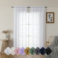 thumbnail image 5 of OVZME Darla White Sheer Curtains 84 Inches Long 2 Panels, Light Filtering Solid 3D Leaf Textured Jacquard Window Curtains & Drapes with Top Rod Pocket for Bedroom Living Room, Each 42Wx84L Inch, 5 of 7