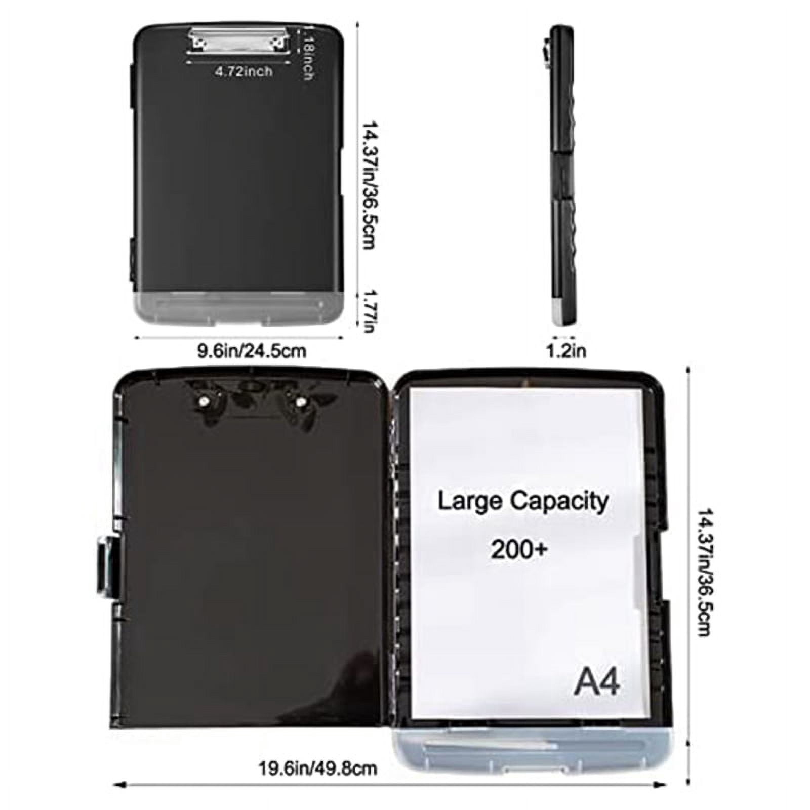2Pack Clipboard with Storage,A4 Size High Capacity Nursing Clipboards,Heavy Duty Office Clipboard Folder with Metal Clip,2 x Storage Clipboard,Black