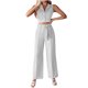 thumbnail image 1 of Trajes de Pantalones Sexy para Mujeres Chaleco de Cuello en V Y Pantalones de Piernas Anchas, Traje de Verano Casual de Color Sólido para el Trabajo Y la Fiesta, 1 of 7