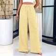 thumbnail image 5 of Gingham Wide Leg Pajama Pants for Women Elastic Drawstring Waist Lightweight Summer Relaxed Fit Casual Lounge Bottoms Yellow M, 5 of 6