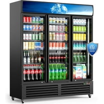 56 Cu Ft Commercial Display Fridge for Beverage,3 Glass Door Upright Refrigerator Merchandiser with Front LED Light