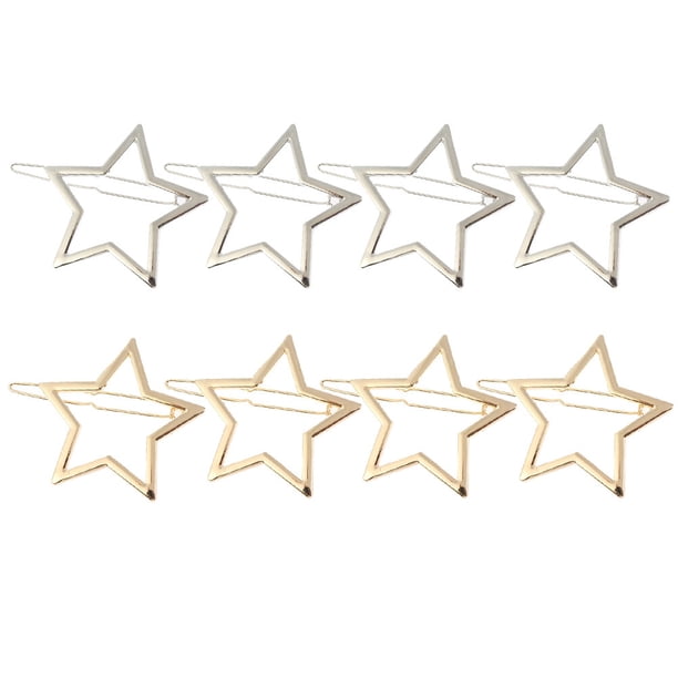 8 horquillas delicadas de cinco estrellas, pinzas para el pelo lisas, pasadores huecos para el pelo