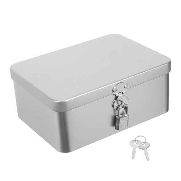 OFFIGAM Tinplate Metal Storage Box with Hinged Lid, Organizer for Office, Home, and Desk Use