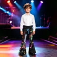 thumbnail image 2 of Girls Pants Size 7 Flare Dress Pants Rock Guitar Music Note Print Flare Pants, High Waist Stretch Retro Bell Bottom Stage Performance Bootcut Trousers Back To School Clothes Multicolour, 2 of 5
