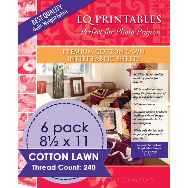 Premium Printable Cotton Lawn Fabric 8.5"X11" 6/Pkg-100% Cotton ...