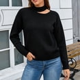 thumbnail image 5 of Smupbvky Mock Neck Sweater for Women Front Cuts Drop Shoulder Pullover Trendy Winter Cute Cuffed Long Sleeve Tops (L, Black), 5 of 8