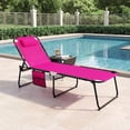 thumbnail image 2 of Lounge Chairs for Outside, Extra High Folding Beach Tanning Lounger with 4-Level Adjustable Backrest, 2-Level Footrest & Removable Pillow, Sunbathing Lounge for Patio, Lawn, Poolside (2, Pink), 2 of 17