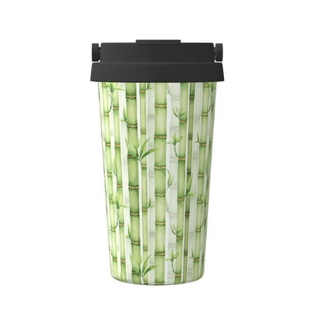 

Tebeau Bamboo Stems And Leaves Print Travel Coffee Mug Insulated Coffee Cup with Leakproof Lid Coffee Tumbler Reusable Coffee Cups with Seal Lid