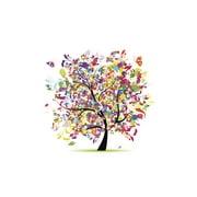 Colorful Floral Tree Butterfly Flowers Artistic Drawing Butterfly Poster Vintage Poster Prints Butterflies Flight Wall Decor Butterfly Illustrations Insect Art Cool Wall Art Print Poster 12x18