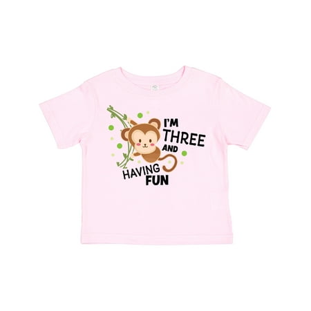 

Inktastic I m Three and Having Fun with Monkey Gift Toddler Boy or Toddler Girl T-Shirt