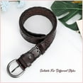 thumbnail image 6 of WHIPPY Women Leather Hollow Flower Belt for Jeans, Black Belt with Pin Buckle, 6 of 8