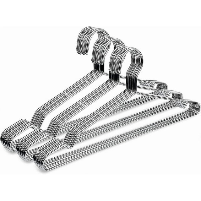 Wire Hangers Coat Hangers Strong Heavy Duty Stainless Steel Metal Hangers Ultra Thin Space Saving Clothes Hangers (30 Pack 16.5 Inch)