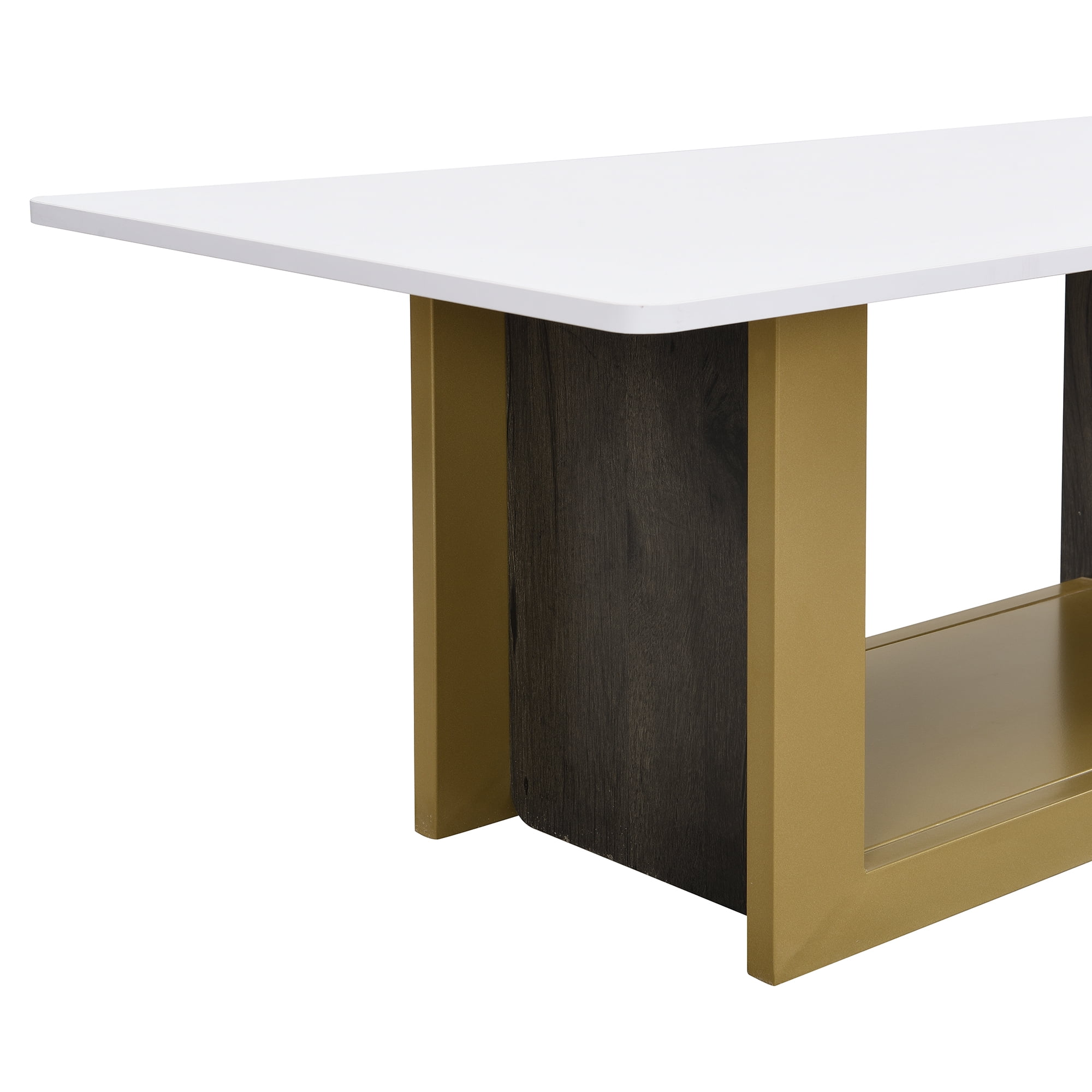 Coffee Table Set, Modern Square Tables, Living Room End Table Set of 2 with Spacious Top and Metal Frame, Durable MDF Construction, 47.2" and 19.7" Two-Piece Set, White