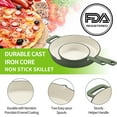 thumbnail image 4 of Facile Cook 12-Inch Cast Iron Enamel Skillet with 6-Inch Round Frying Pan, Nonstick Pan with Silicone Handles, Cast Iron Cookware for Stove Top and Oven, Olive Green, 4 of 11