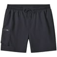 thumbnail image 2 of lcziwo Workout Shorts Men with Zipper Pockets Classic Fit Summer Drawstring Hiking Shorts Beach Fishing Casual Work Shorts Black M, 2 of 5