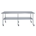 thumbnail image 2 of AmGood 96" Long x 24" Deep Stanless Steel Work Table with Casters | Mobile Metal Table, 2 of 8