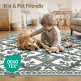 thumbnail image 4 of ODIKA 6'x9' Washable Area Rug Non-Slip, Easy Care, Grey Layout Cottagecore Leafy Blossoms Symmetrical Pink Vintage for Family Room, Living Room, Master Bedroom, 4 of 7