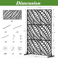 thumbnail image 3 of Tcbosik Metal Privacy Screen Freestanding, 48"W x 70"H Outdoor Decorative Privacy Fence with Leaf Pattern, Privacy Panel for Patio, Lawn, Deck, Garden, Black, 3 of 8
