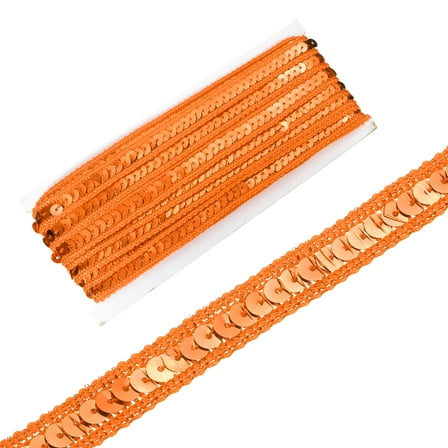 0.5 Inch x 10 Yards Sequin Ribbon Trim Strip for Crafts Embellishments, Orange
