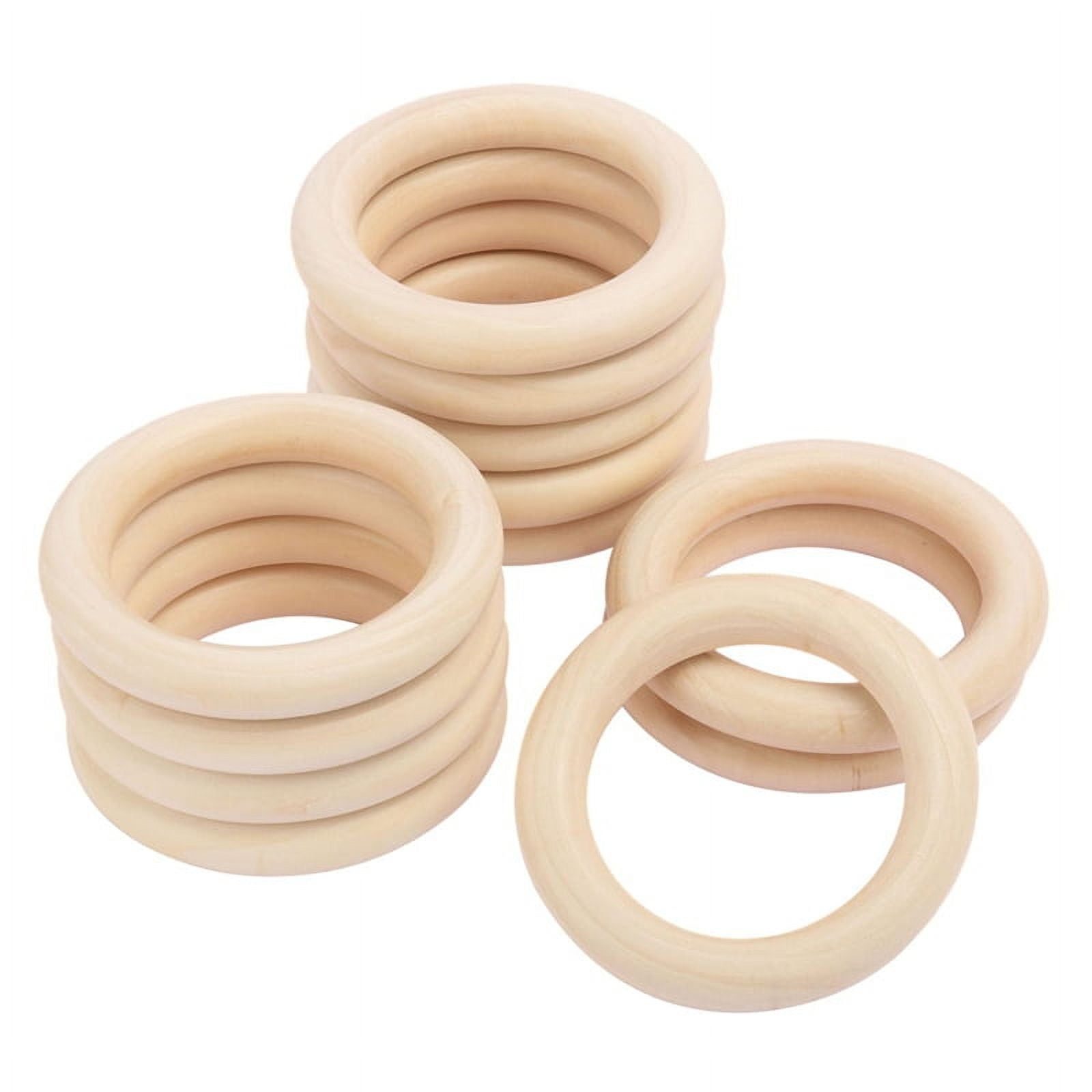 30 Pack Unfinished Wooden Rings Natural 4 Inch Wood Craft Rings for DIY Crafts, Jewelry Making, Macrame & Home Decor